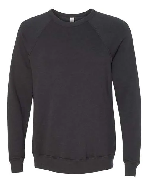 BELLA   CANVAS Sponge Fleece Raglan Crewneck Sweatshirt 3901 Dark Grey
