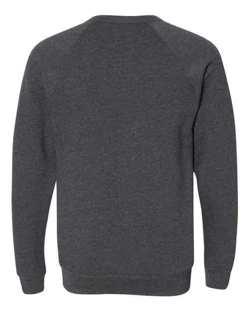 BELLA   CANVAS Sponge Fleece Raglan Crewneck Sweatshirt 3901 Dark Grey