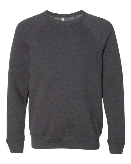 BELLA   CANVAS Sponge Fleece Raglan Crewneck Sweatshirt 3901 Dark Grey