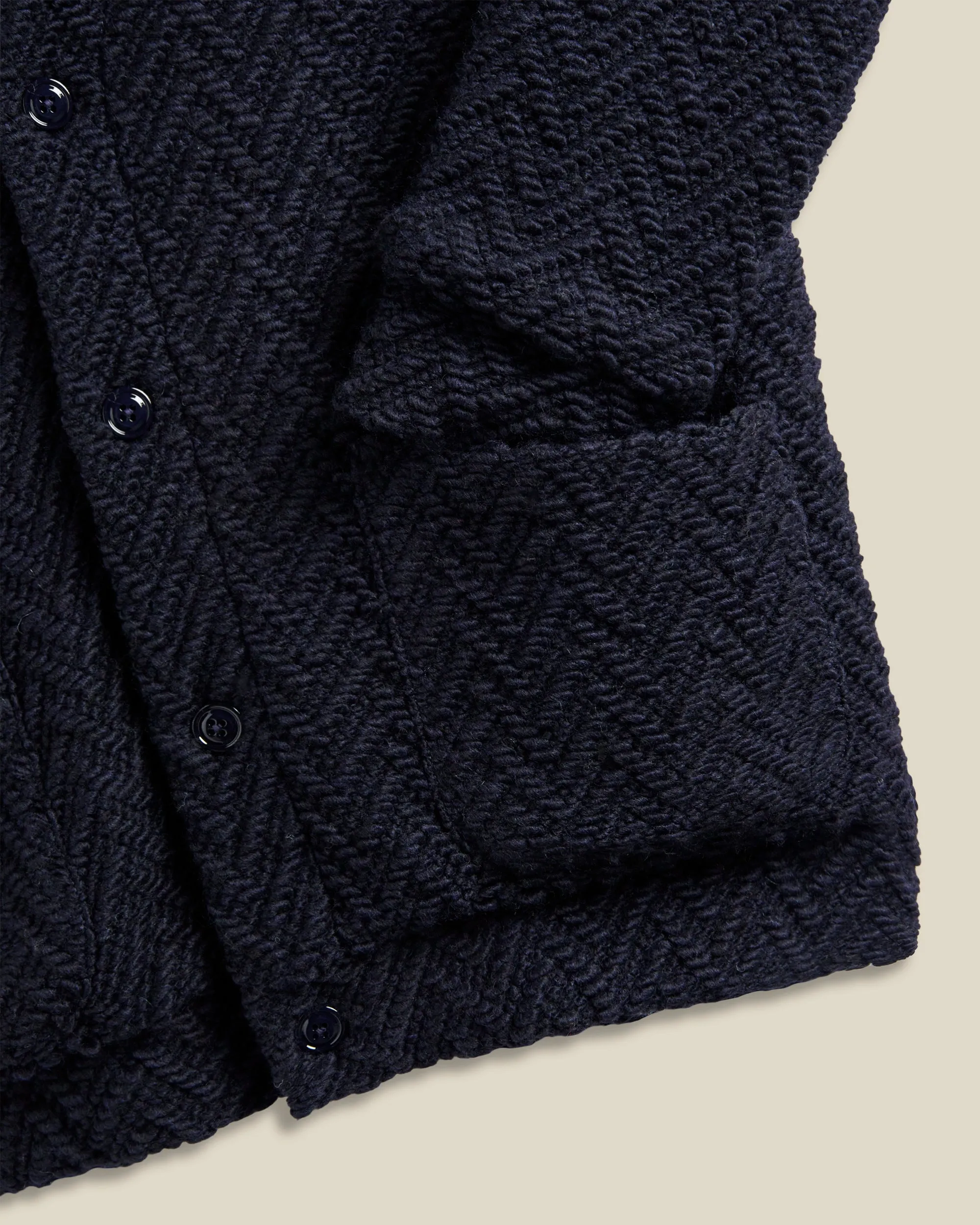 Cardigan Knitted Herringbone - Navy