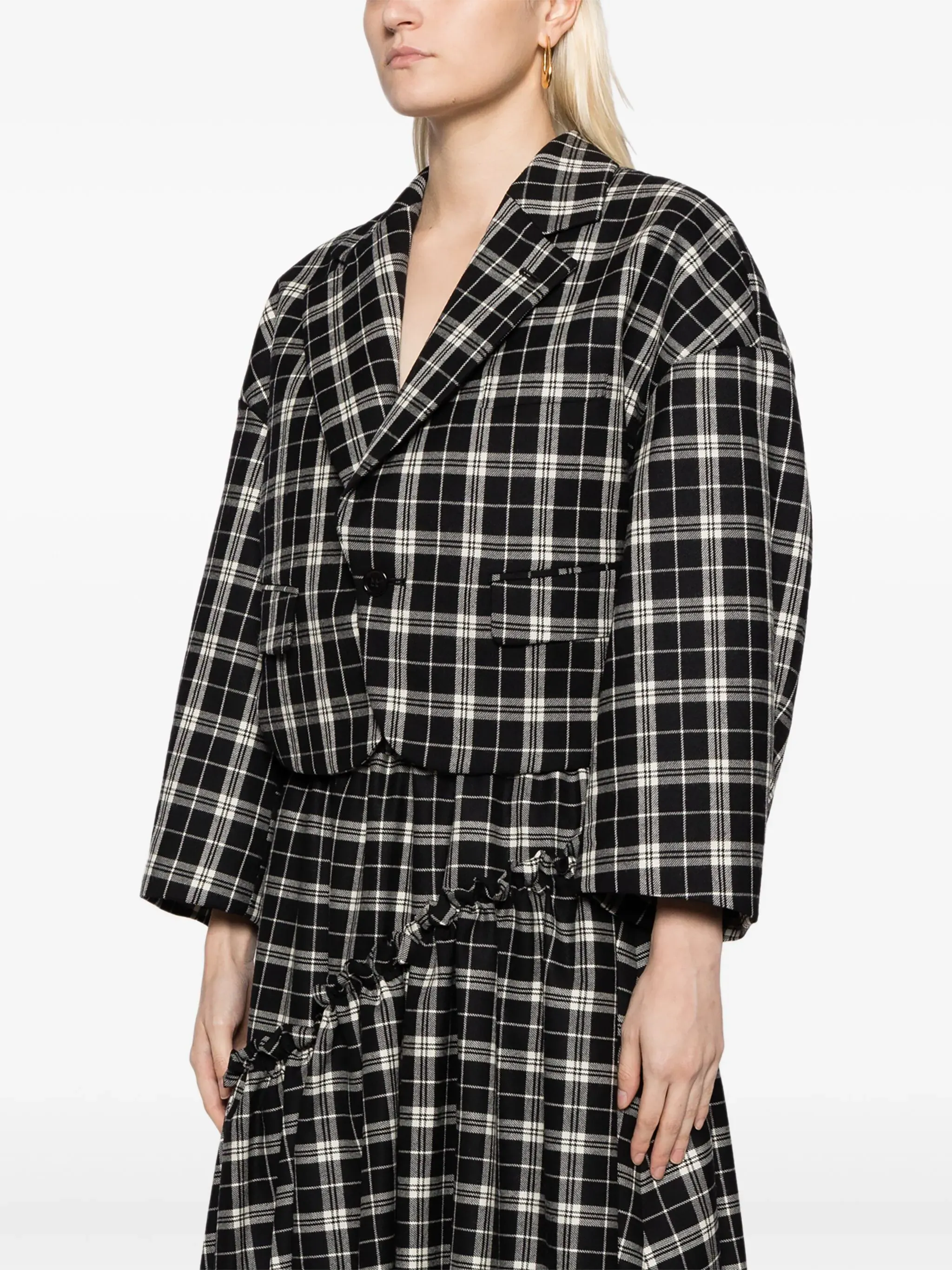 Check Pattern Wool Gabardine Jacket