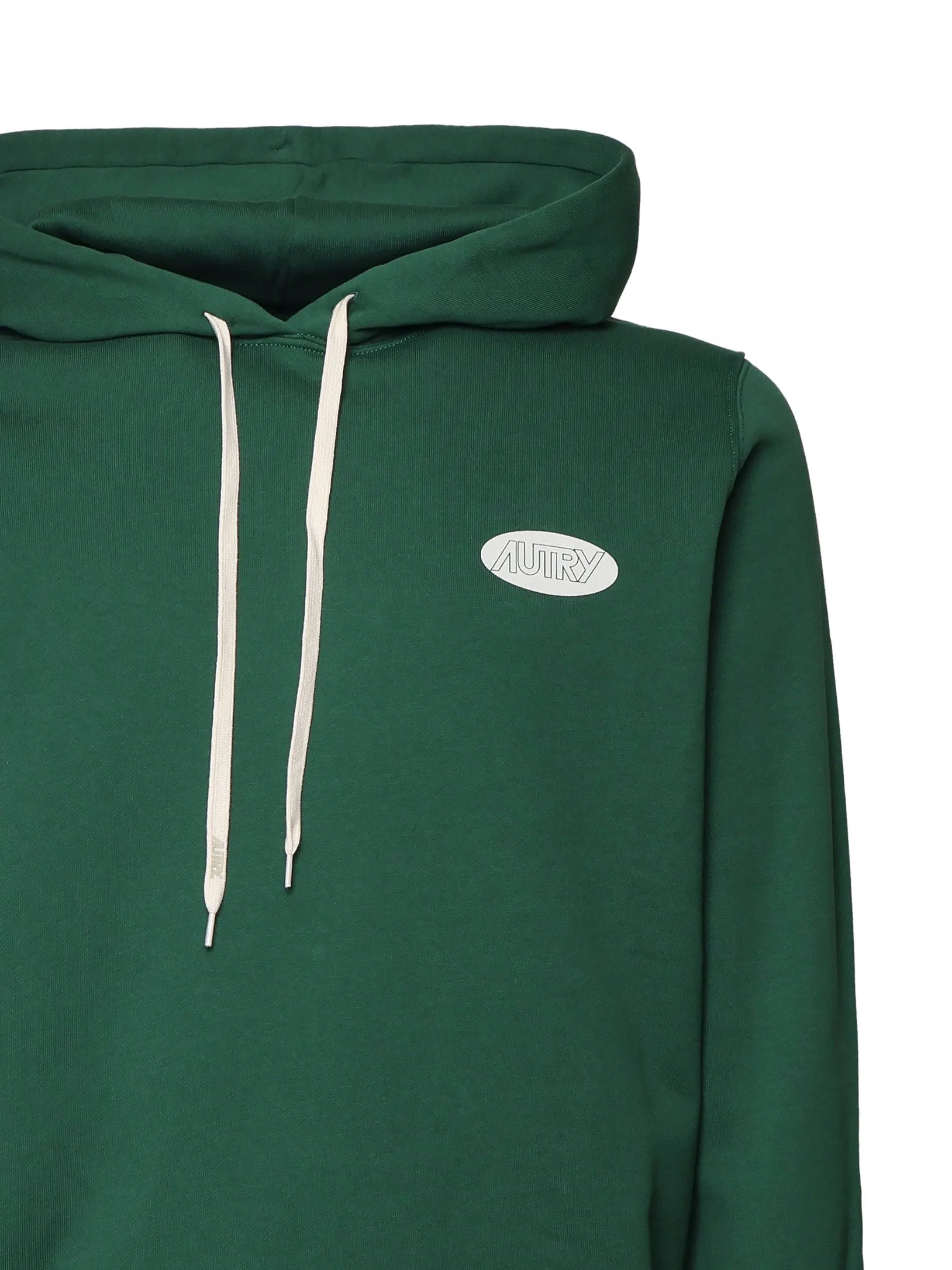 Cotton Hoodie with Drawstring Jersey in Green