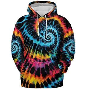 Fluorescent Tie Dye Paint Swirl Graphic Print Unisex Hoodie