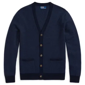 Glen Plaid Wool Cardigan Navy Combo - AW23
