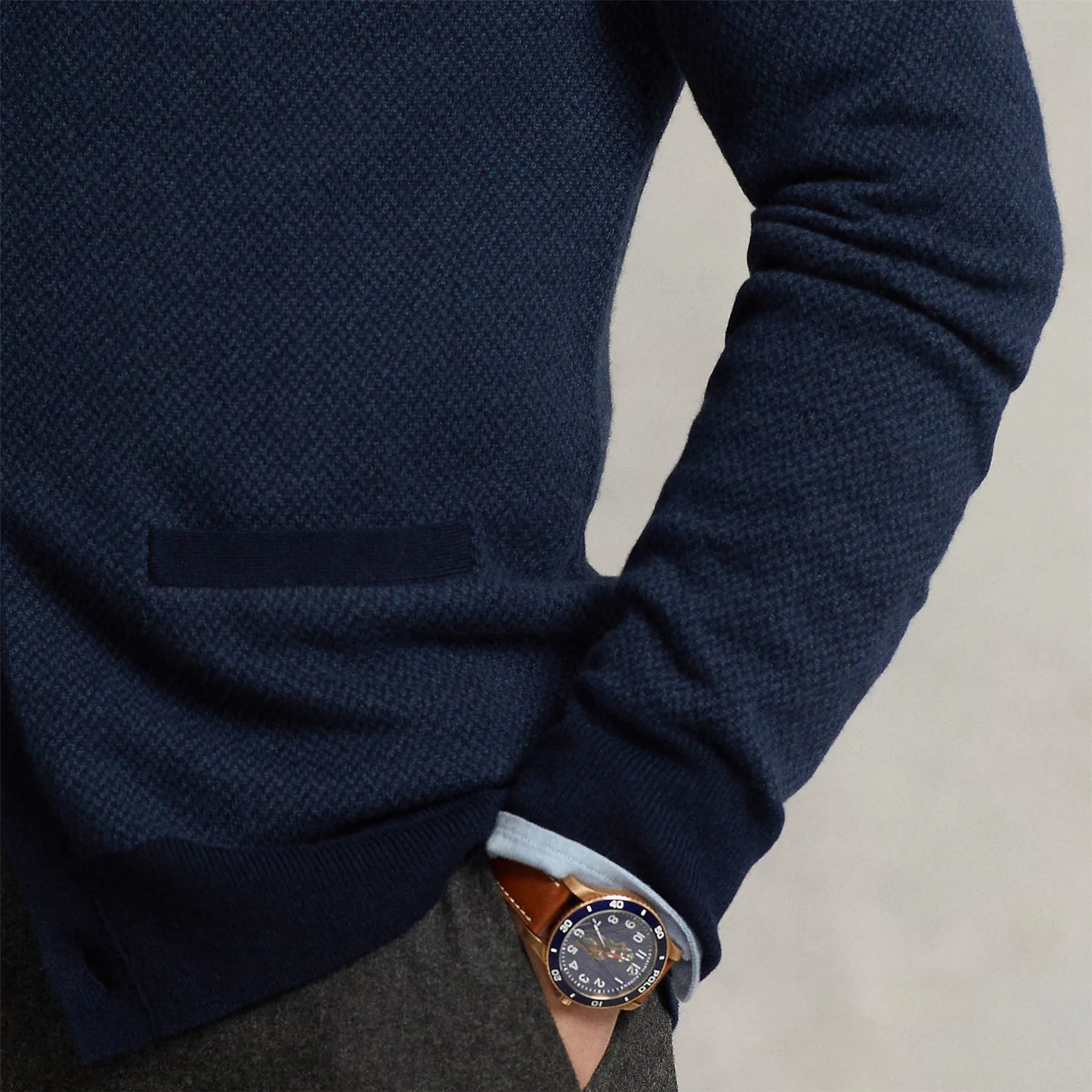 Glen Plaid Wool Cardigan Navy Combo - AW23