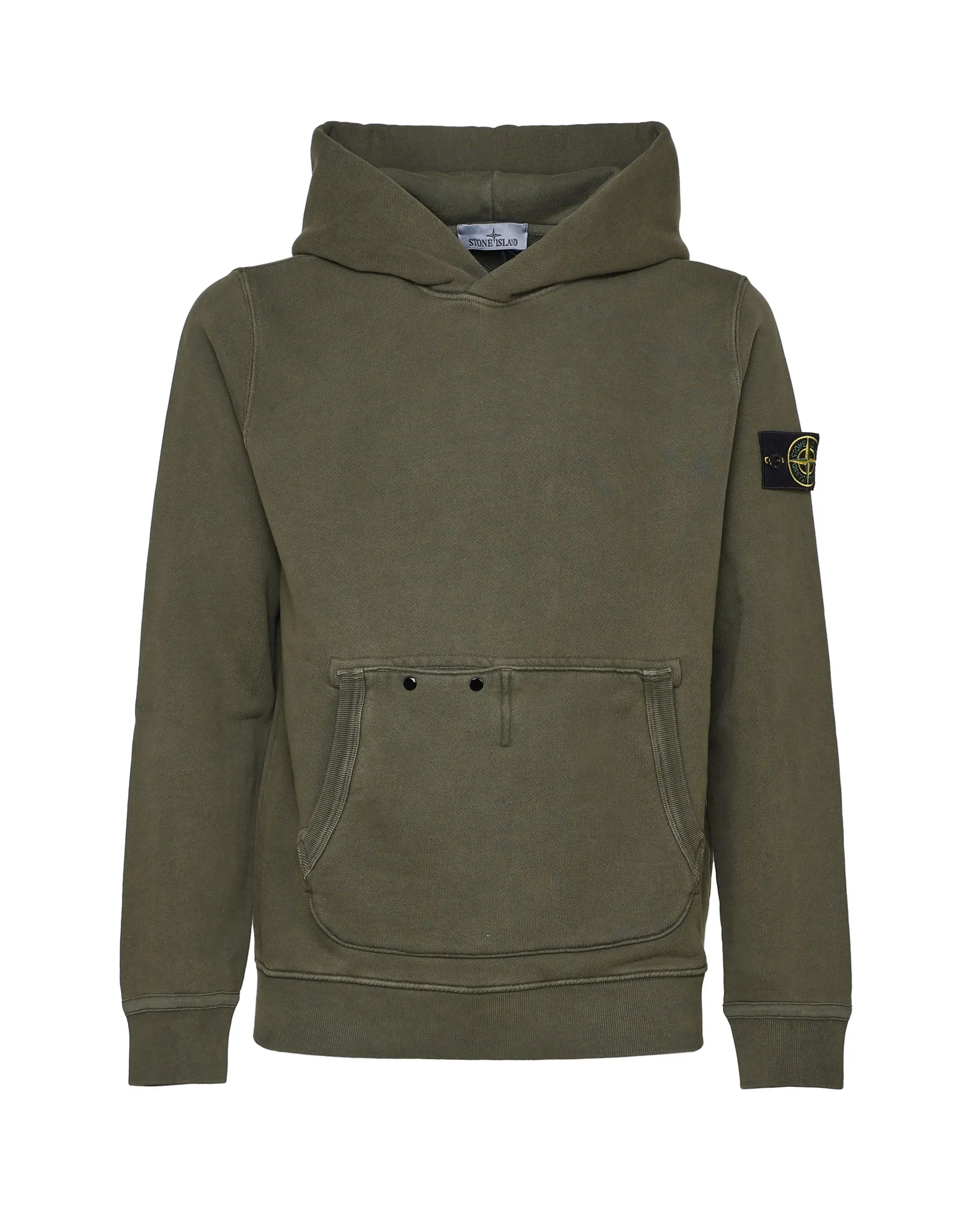 Green Cotton Sweatshirt with Hood