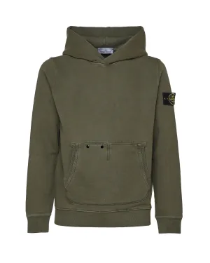 Green Cotton Sweatshirt with Hood