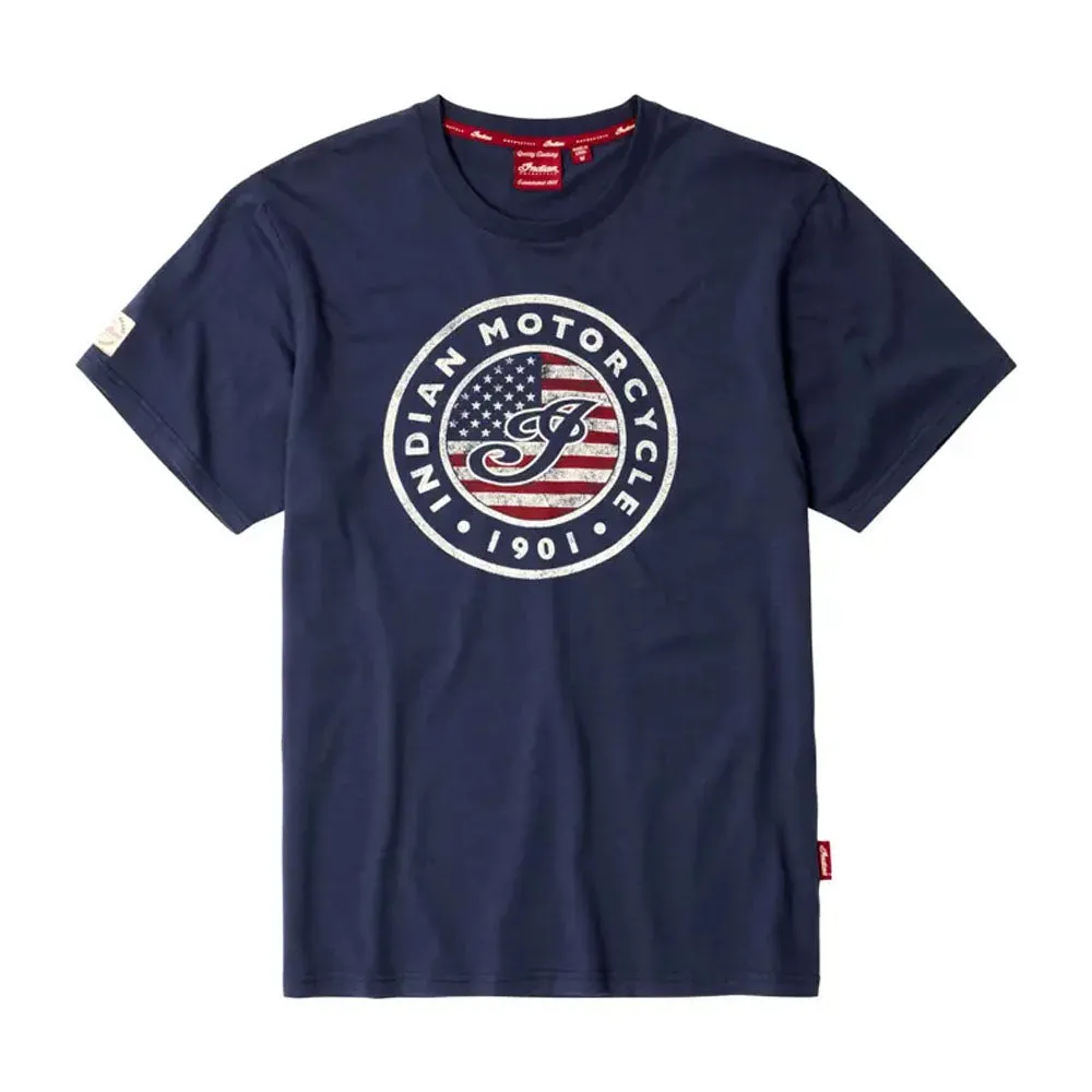 Indian Motorcycle  Polaris Mens USA Flag Logo T-Shirt Tee Soft Lightweight Comfortable