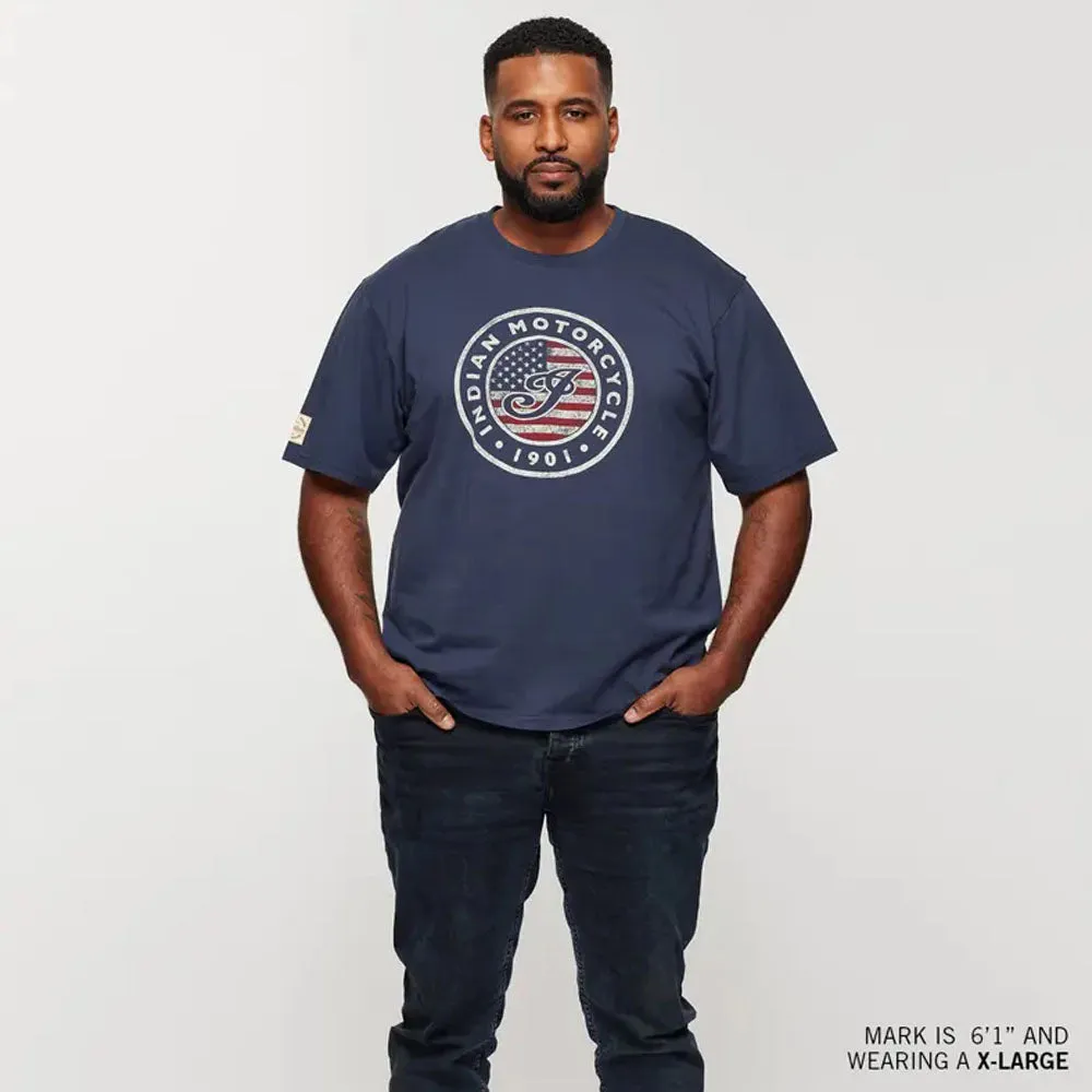 Indian Motorcycle  Polaris Mens USA Flag Logo T-Shirt Tee Soft Lightweight Comfortable