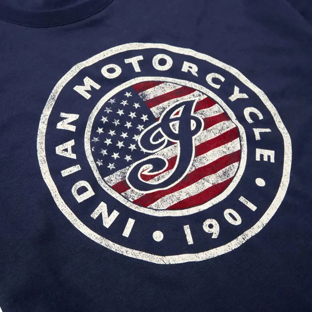 Indian Motorcycle  Polaris Mens USA Flag Logo T-Shirt Tee Soft Lightweight Comfortable