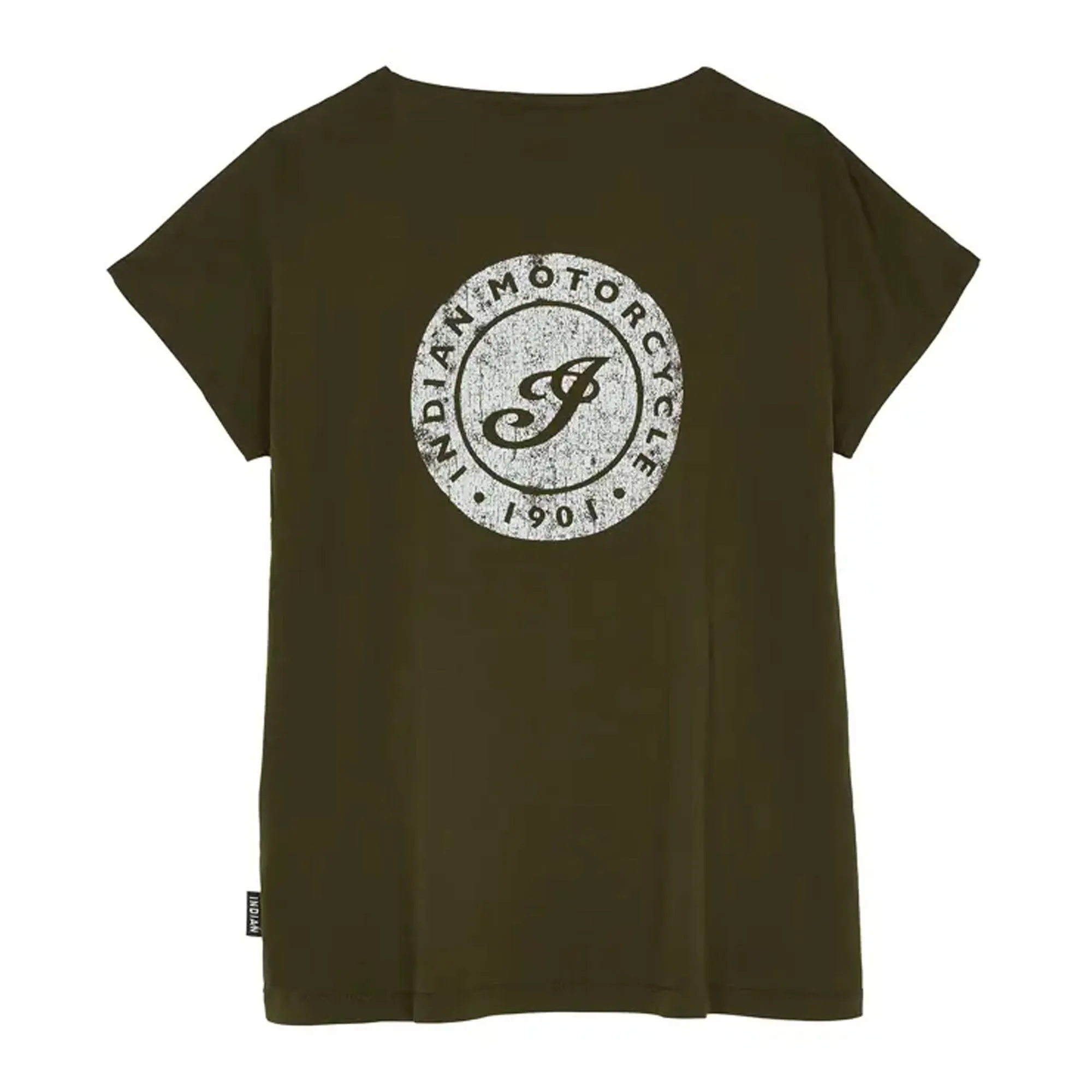Indian Motorcycle  Womens Script Logo T-Shirt Tee Soft Cotton Classic Fit Green
