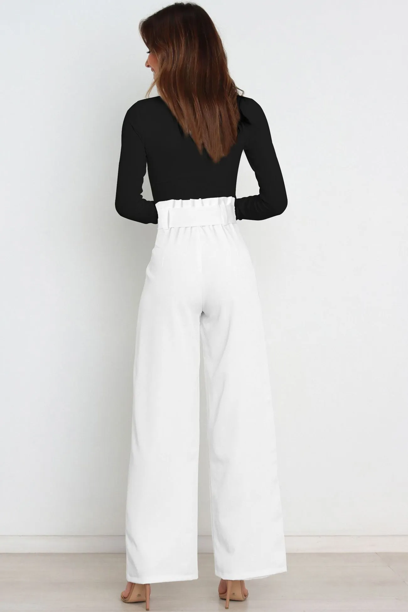 Ivyshape | Casual Tie-Front Loose Straight Long Pants