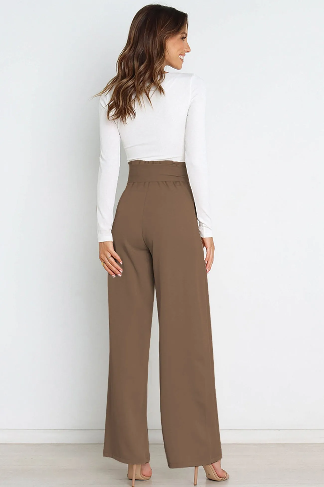 Ivyshape | Casual Tie-Front Loose Straight Long Pants