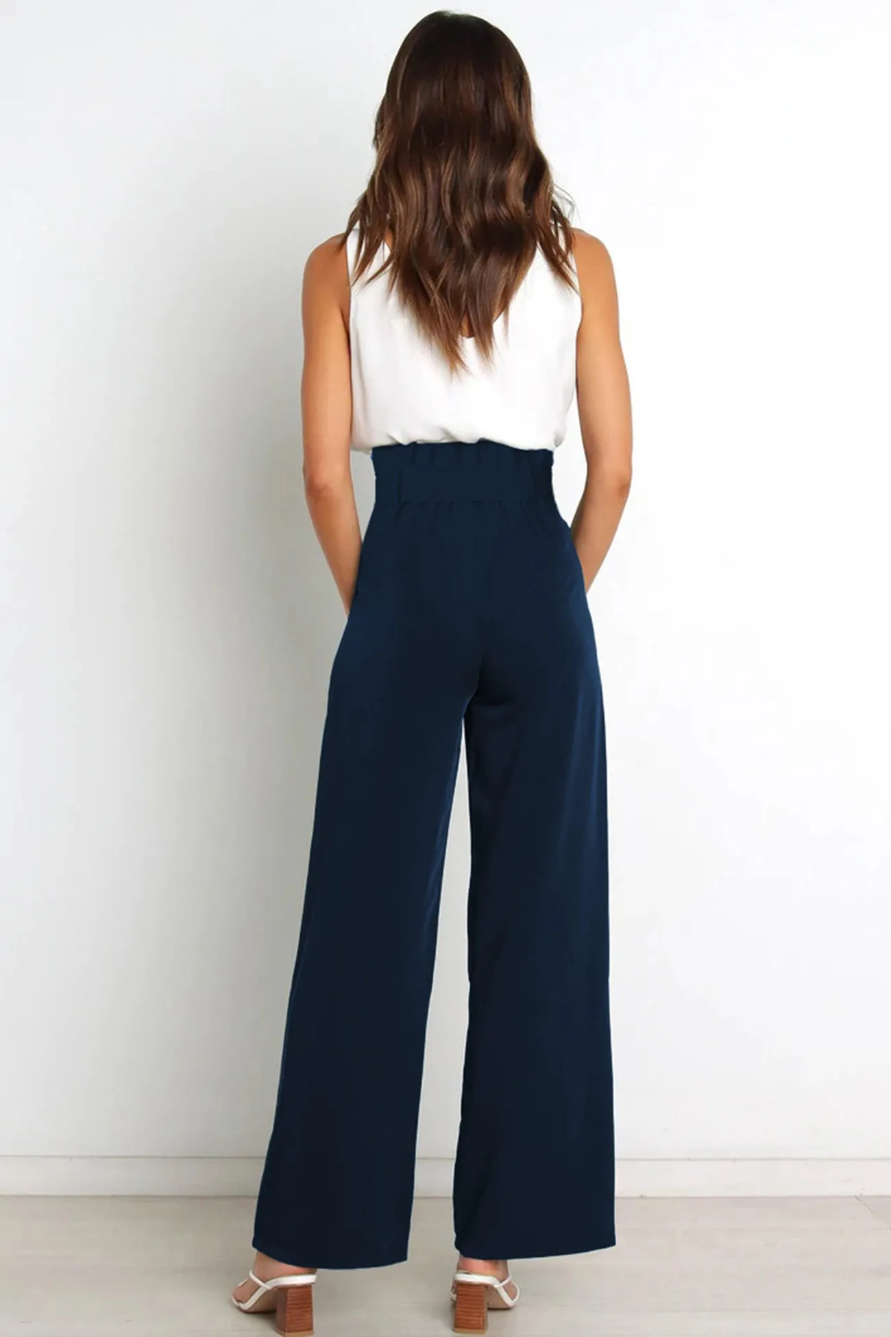 Ivyshape | Casual Tie-Front Loose Straight Long Pants