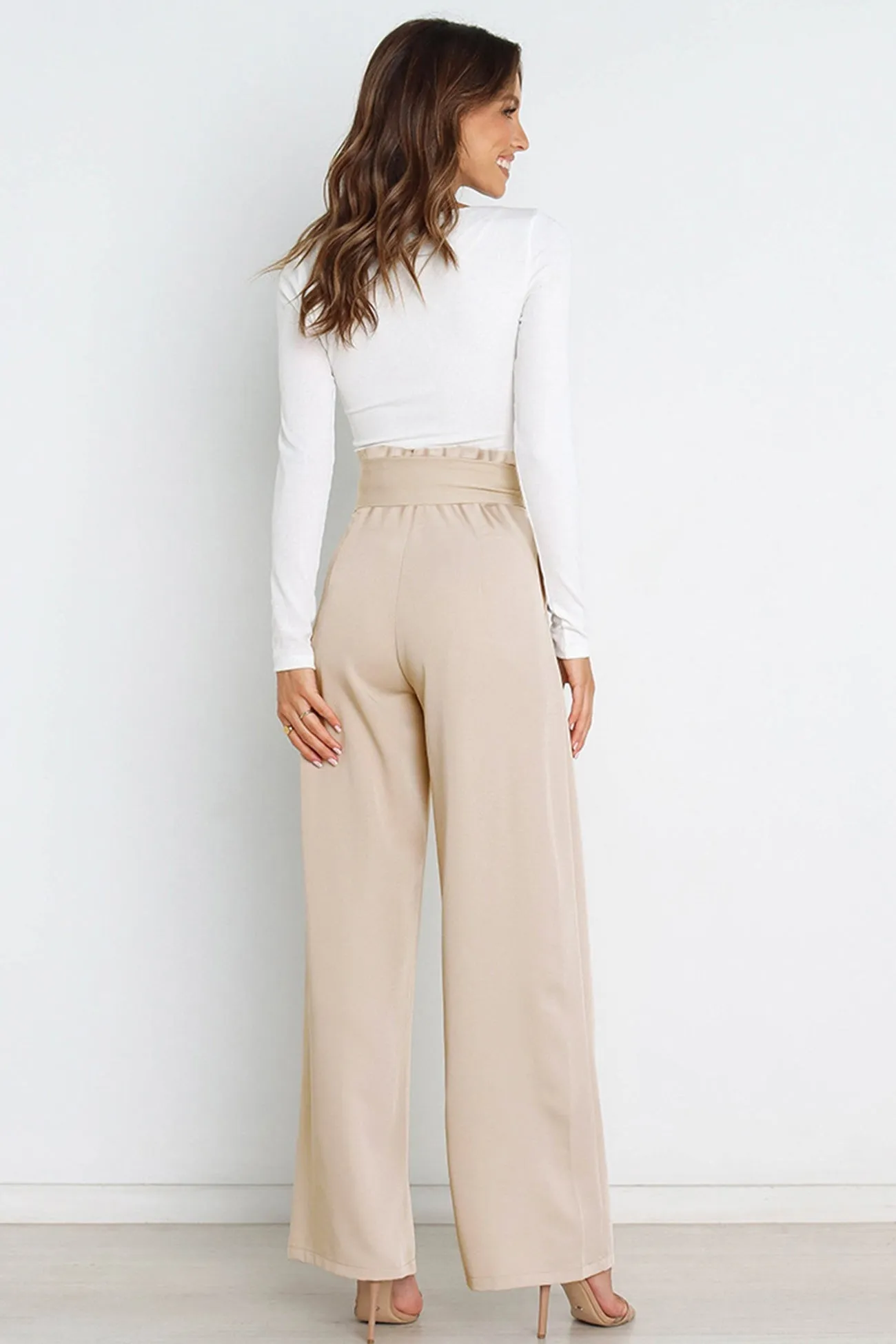 Ivyshape | Casual Tie-Front Loose Straight Long Pants