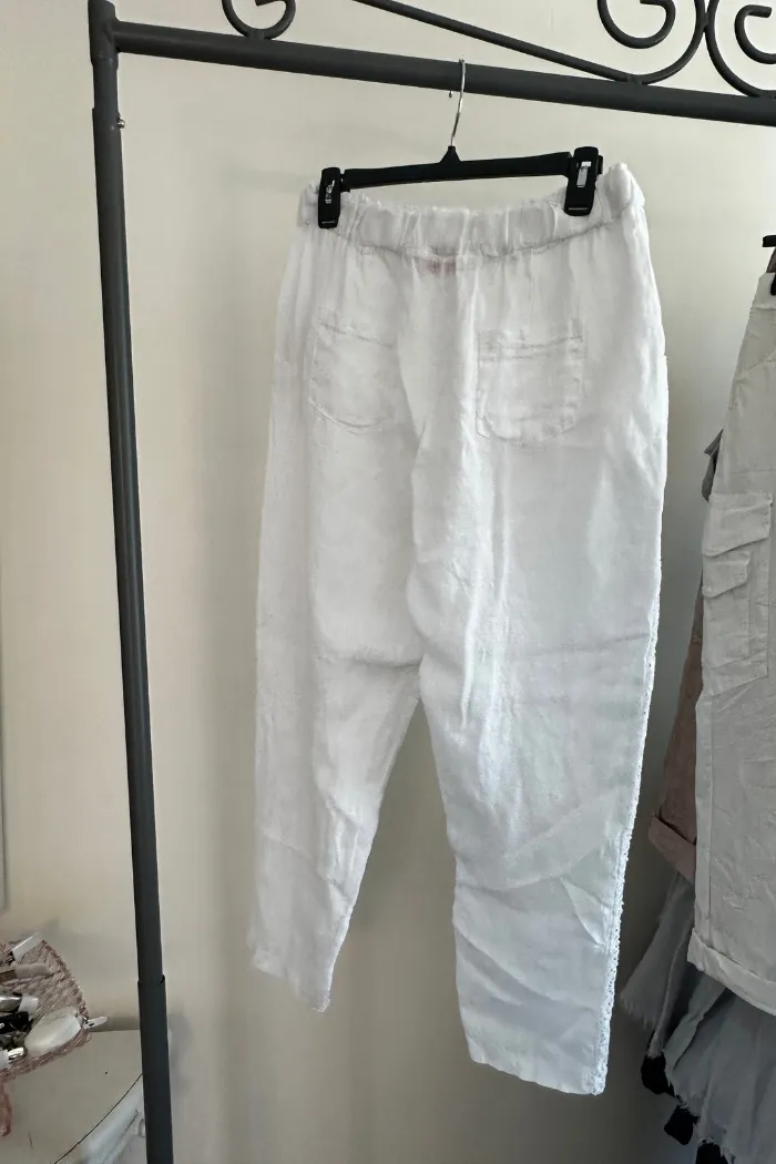 Lace Siding Linen Pants