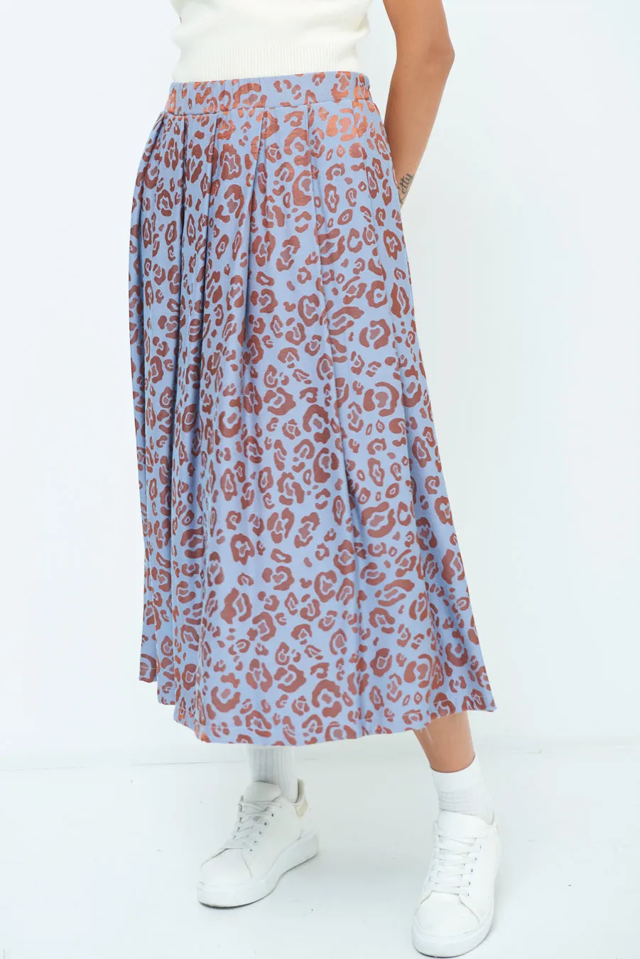 Leopard print midi skirt wholesale