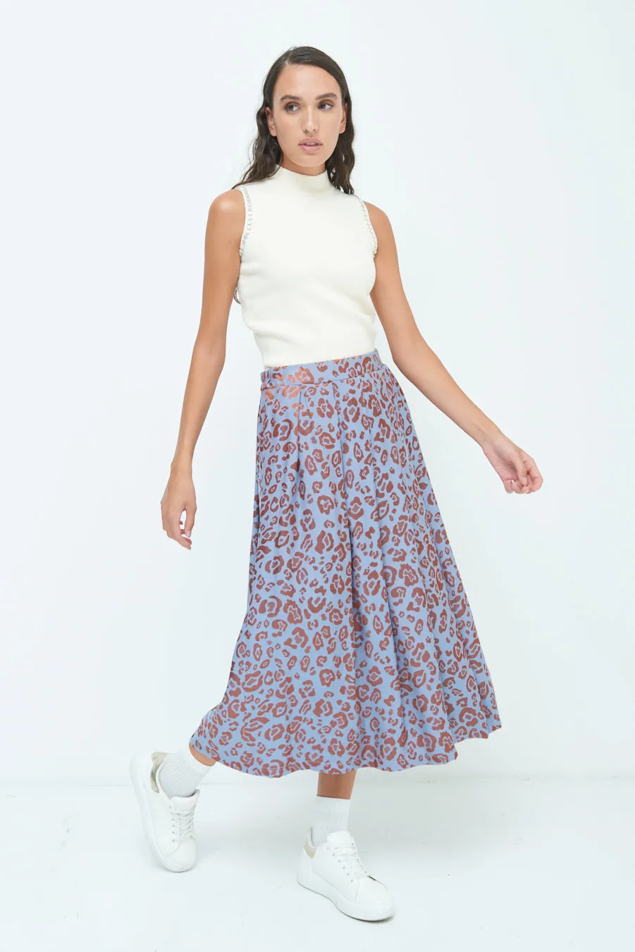 Leopard print midi skirt wholesale