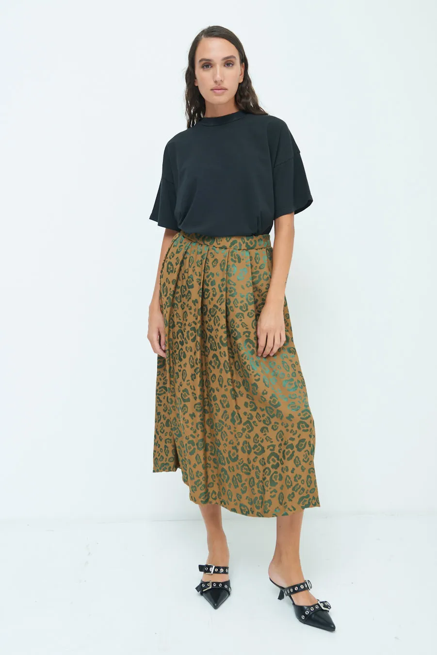 Leopard print midi skirt wholesale