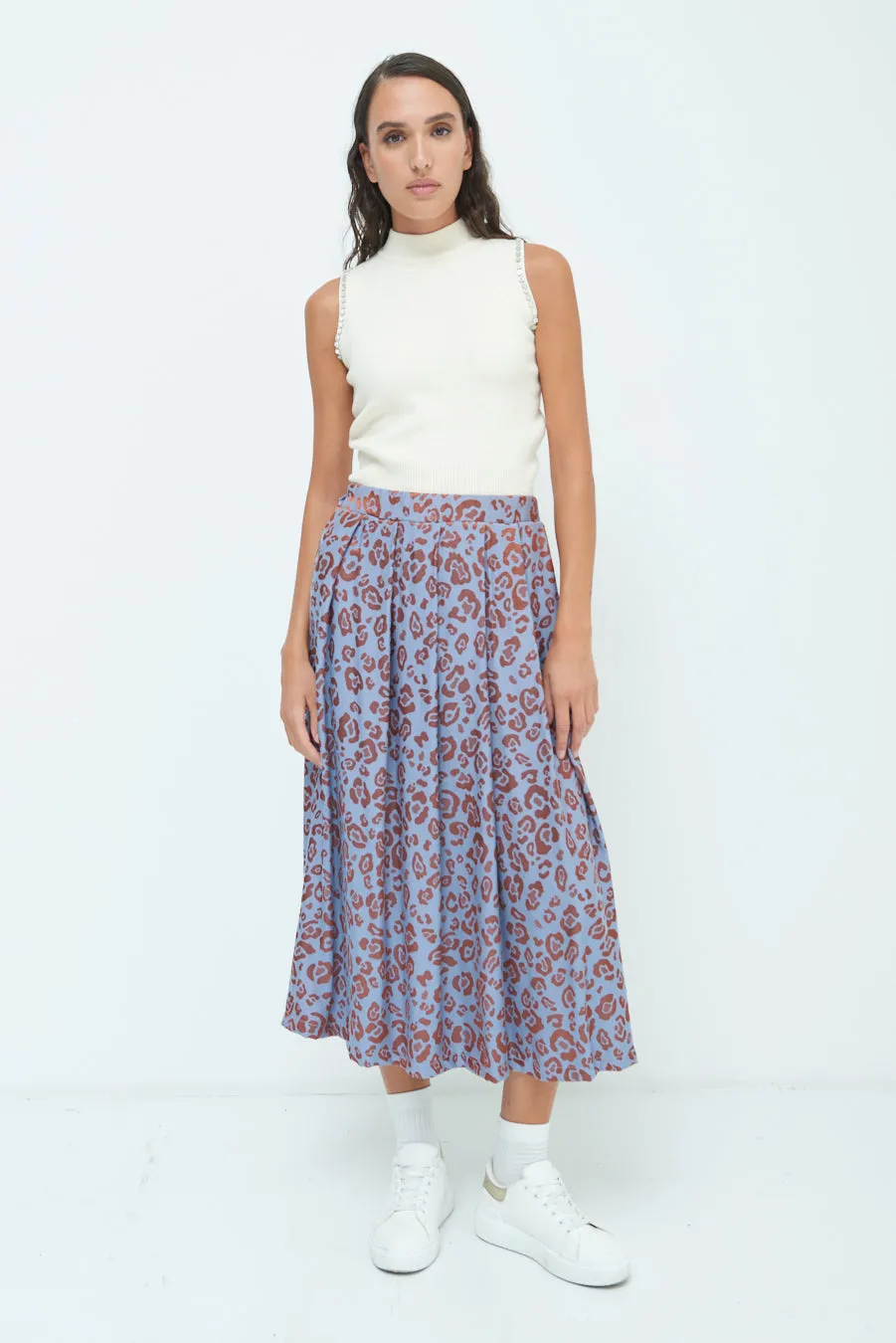 Leopard print midi skirt wholesale