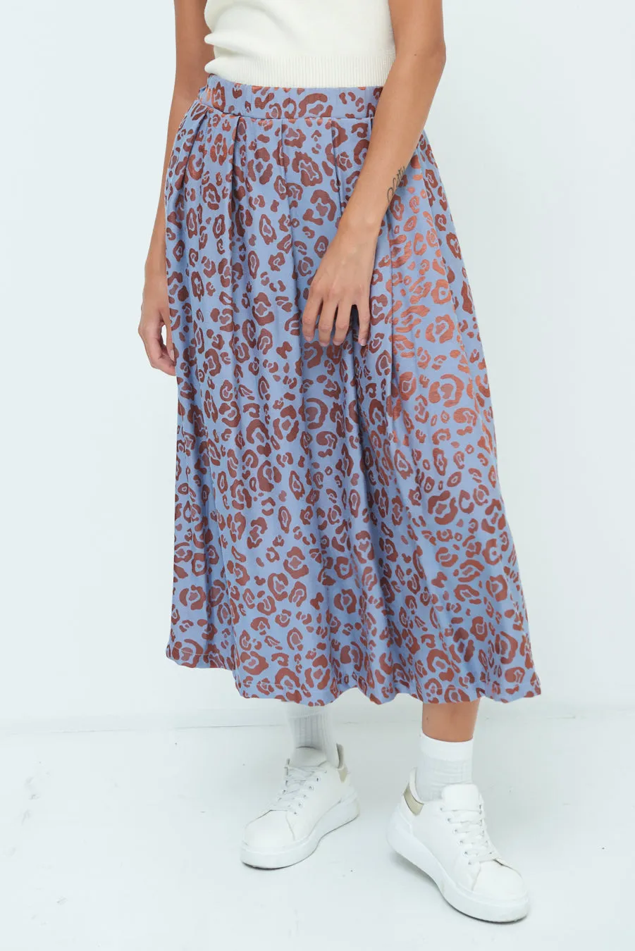 Leopard print midi skirt wholesale