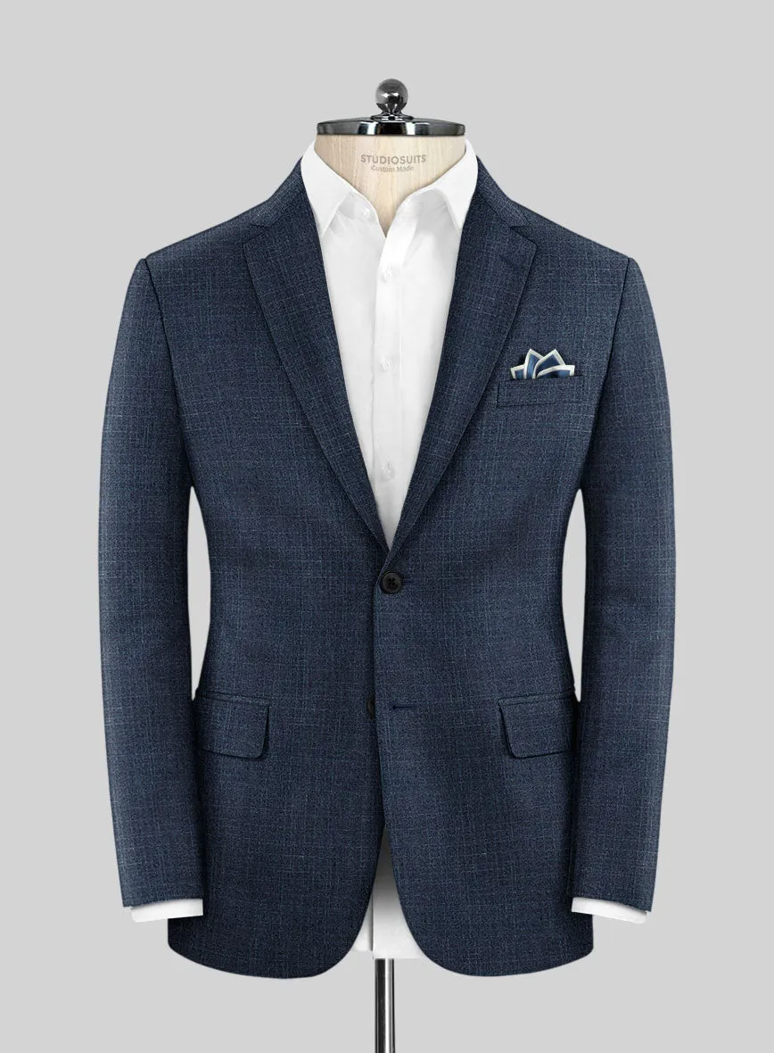 London Loom Dark Blue Eufemia Wool Silk Linen Jacket