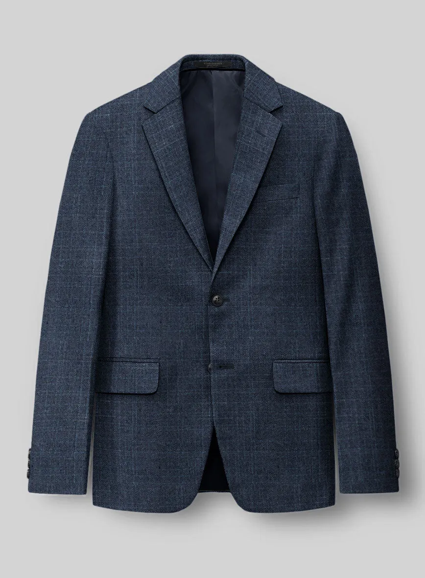 London Loom Dark Blue Eufemia Wool Silk Linen Jacket