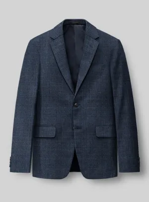 London Loom Dark Blue Eufemia Wool Silk Linen Jacket