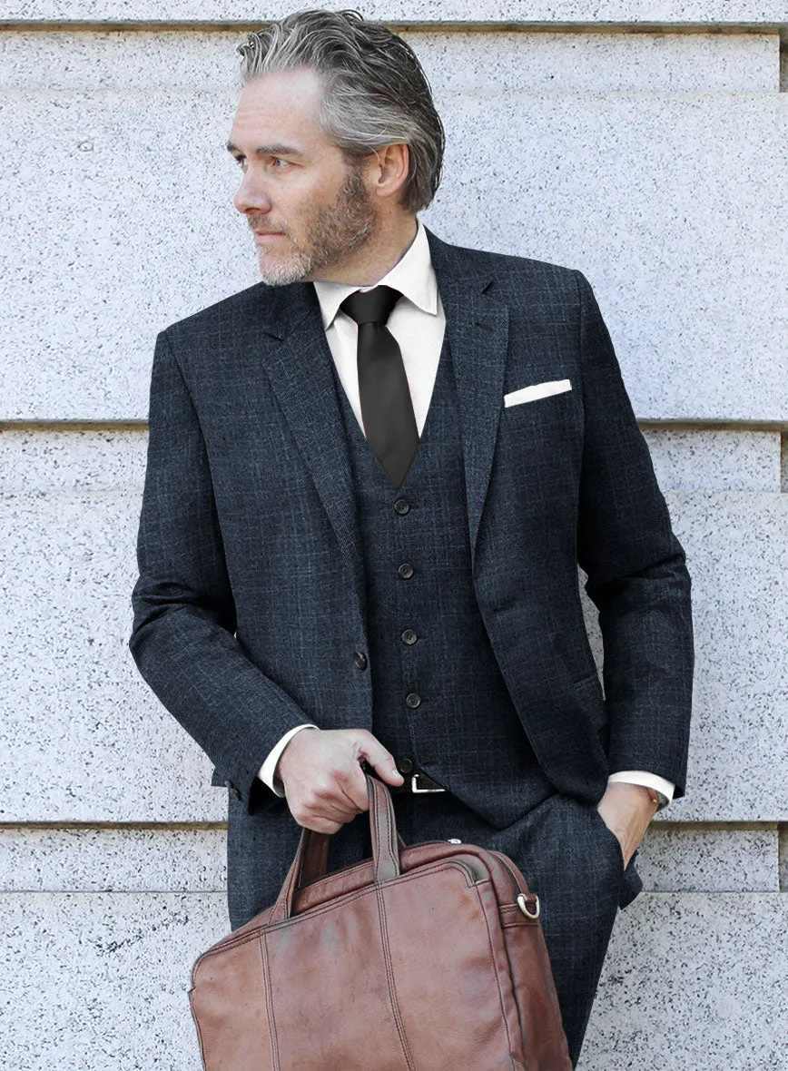 London Loom Dark Blue Eufemia Wool Silk Linen Jacket