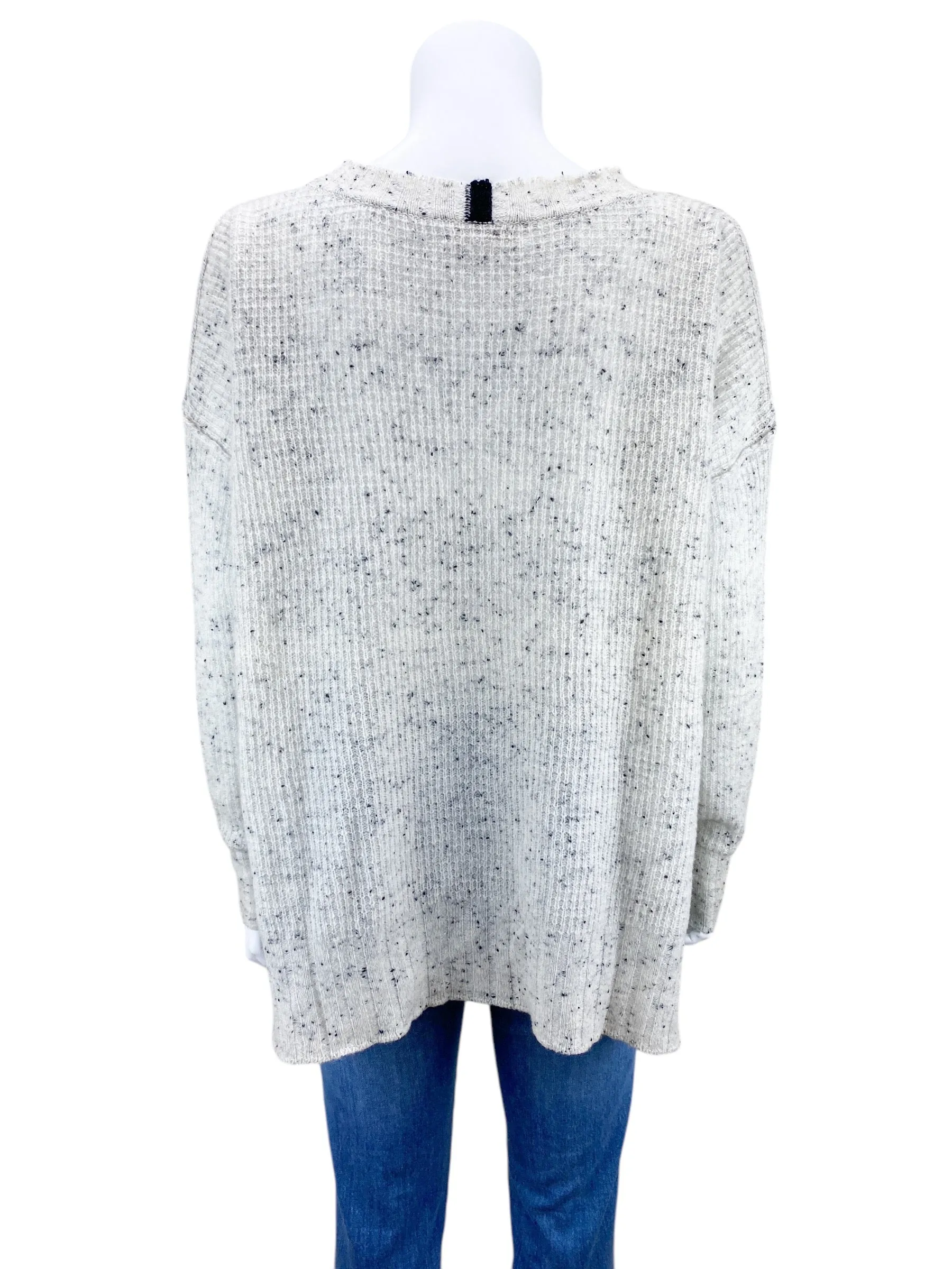 LT Women's Donegal Cashmere Ribbed Sweater Light Grey Heather Size M