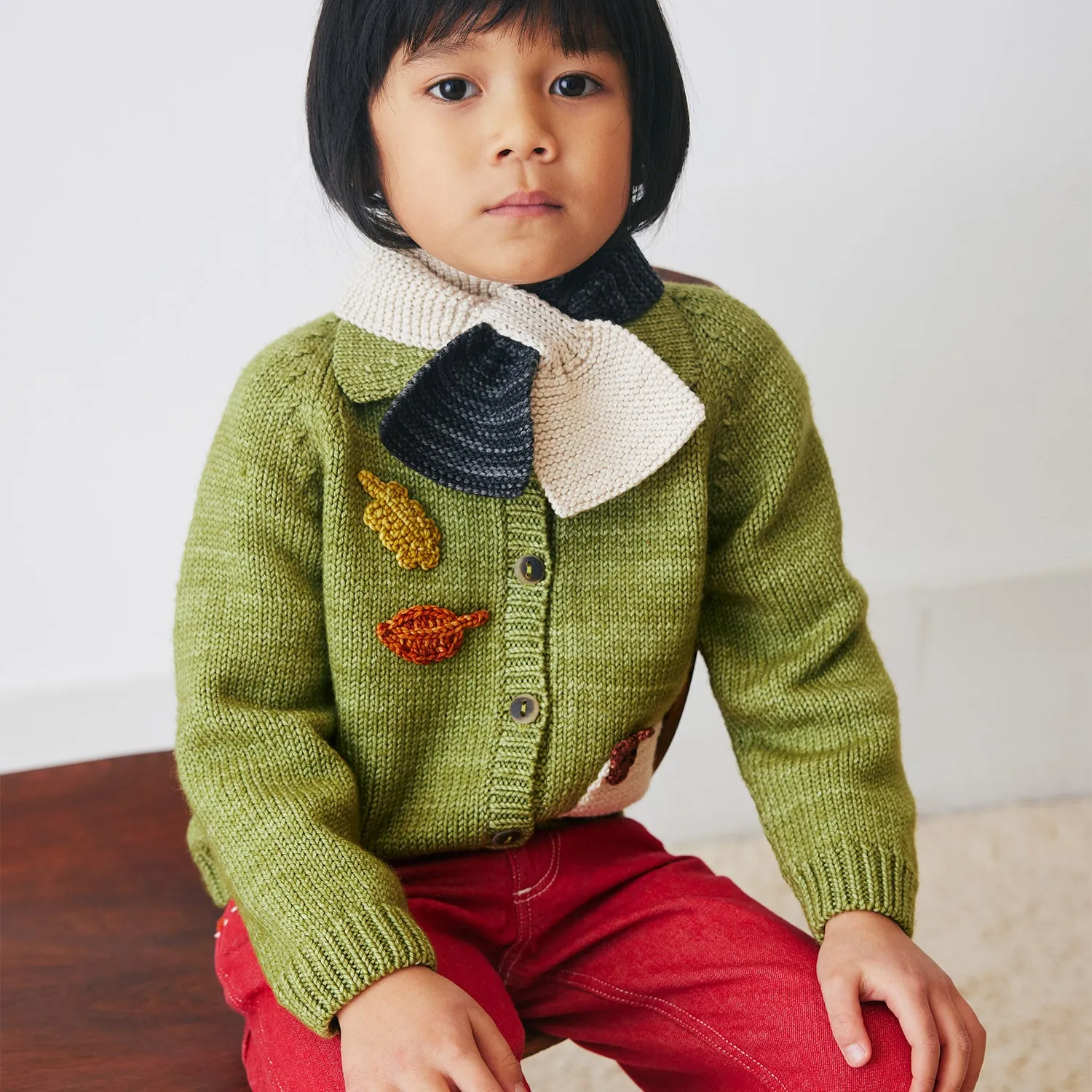 Merino Wool Meadow Motley Cardigan - Sprig