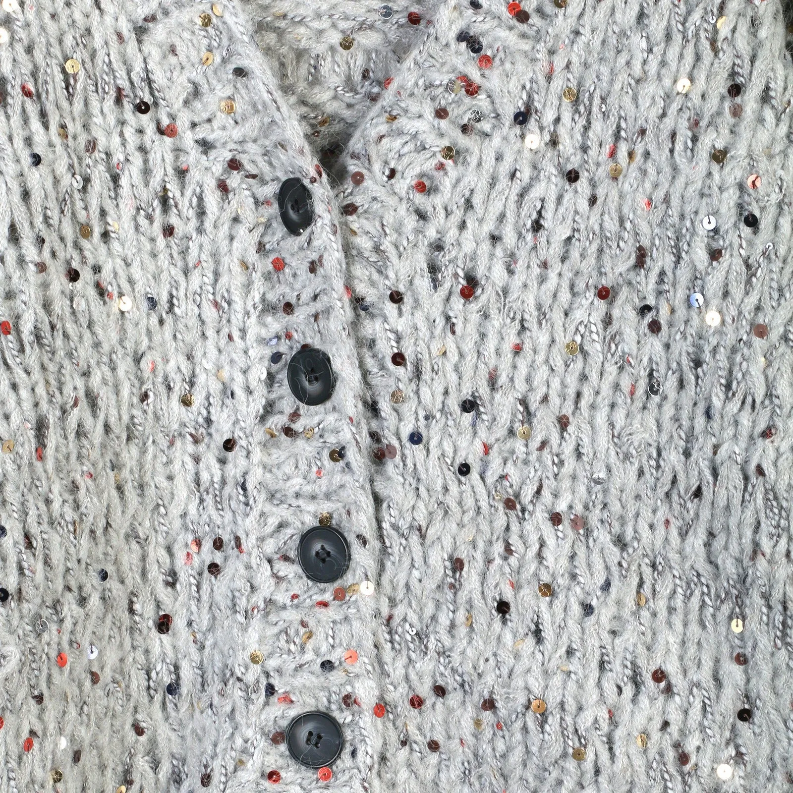 Pre Order:  Sequined Long Sleeved Loose V-Neck Cardigan