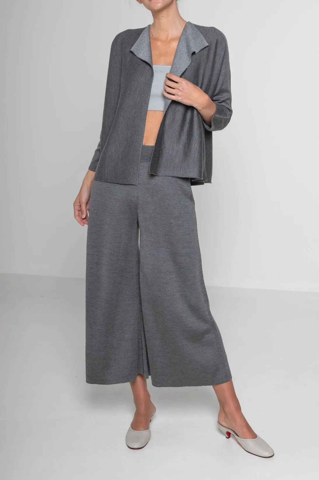 REVERSIBLE MIXED YARN CARDIGAN