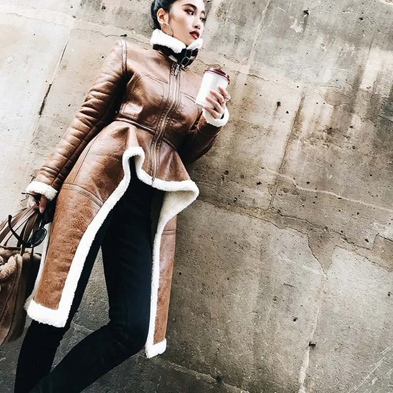 The Leather Lady Turtleneck Coat
