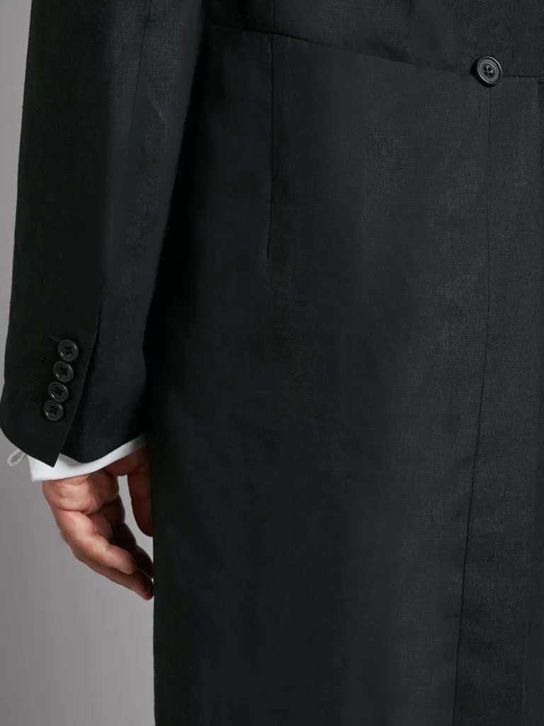 Unlined Morning Coat - Black Linen