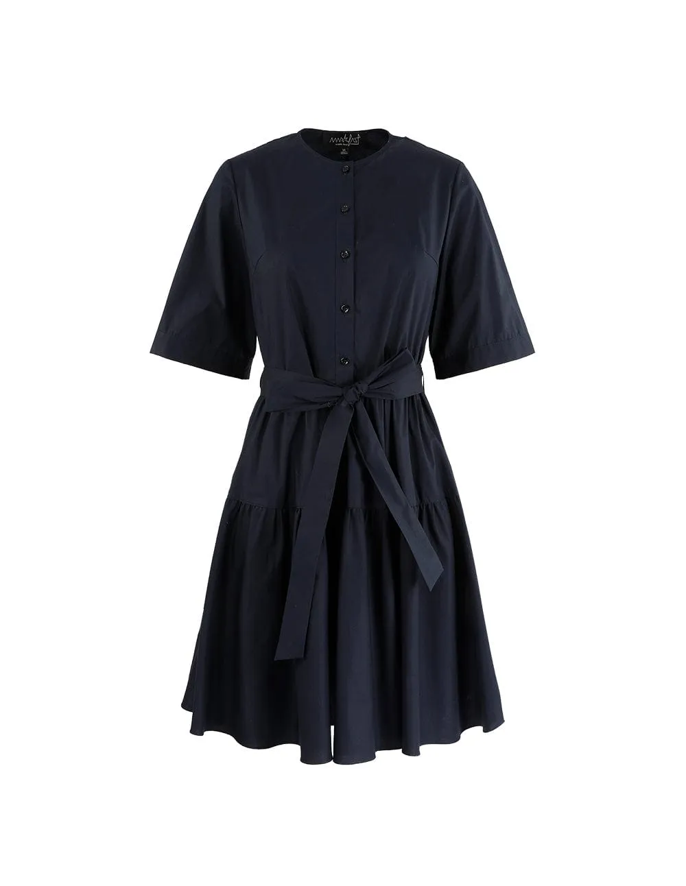 Women Round Neck Short Sleeves Dress With Belt