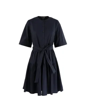 Women Round Neck Short Sleeves Dress With Belt